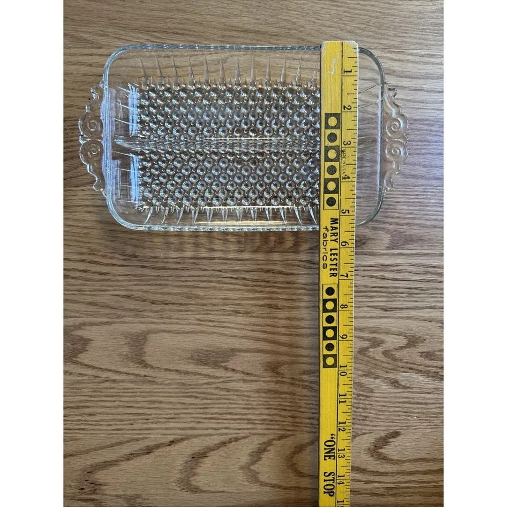 Anchor Hocking Relish Dish/Trinket Dish‎ Hobnail W/ Handles Glass Rectangle VTG